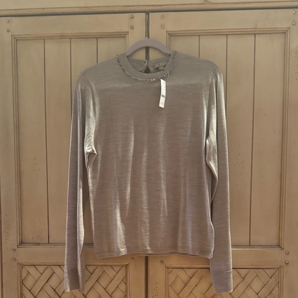 J. Crew Gray Embellished Sweater - Picture 2 of 4